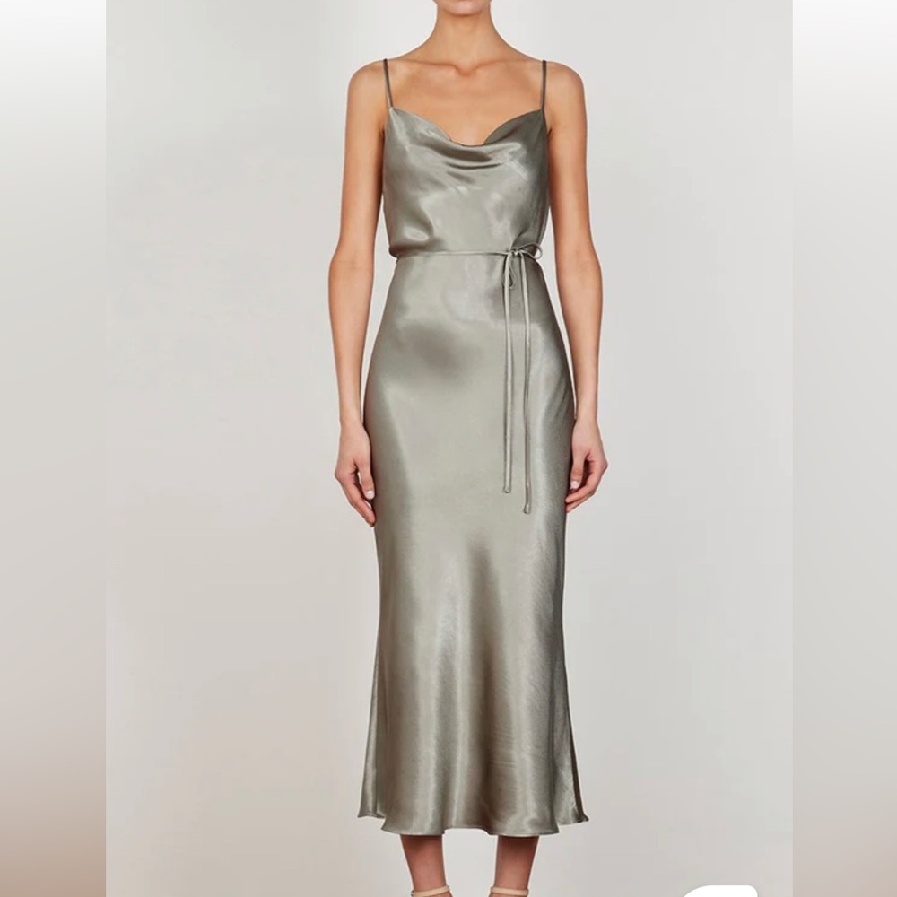 Shona Joy LA LUNE BIAS COWL MIDI DRESS - SAGE